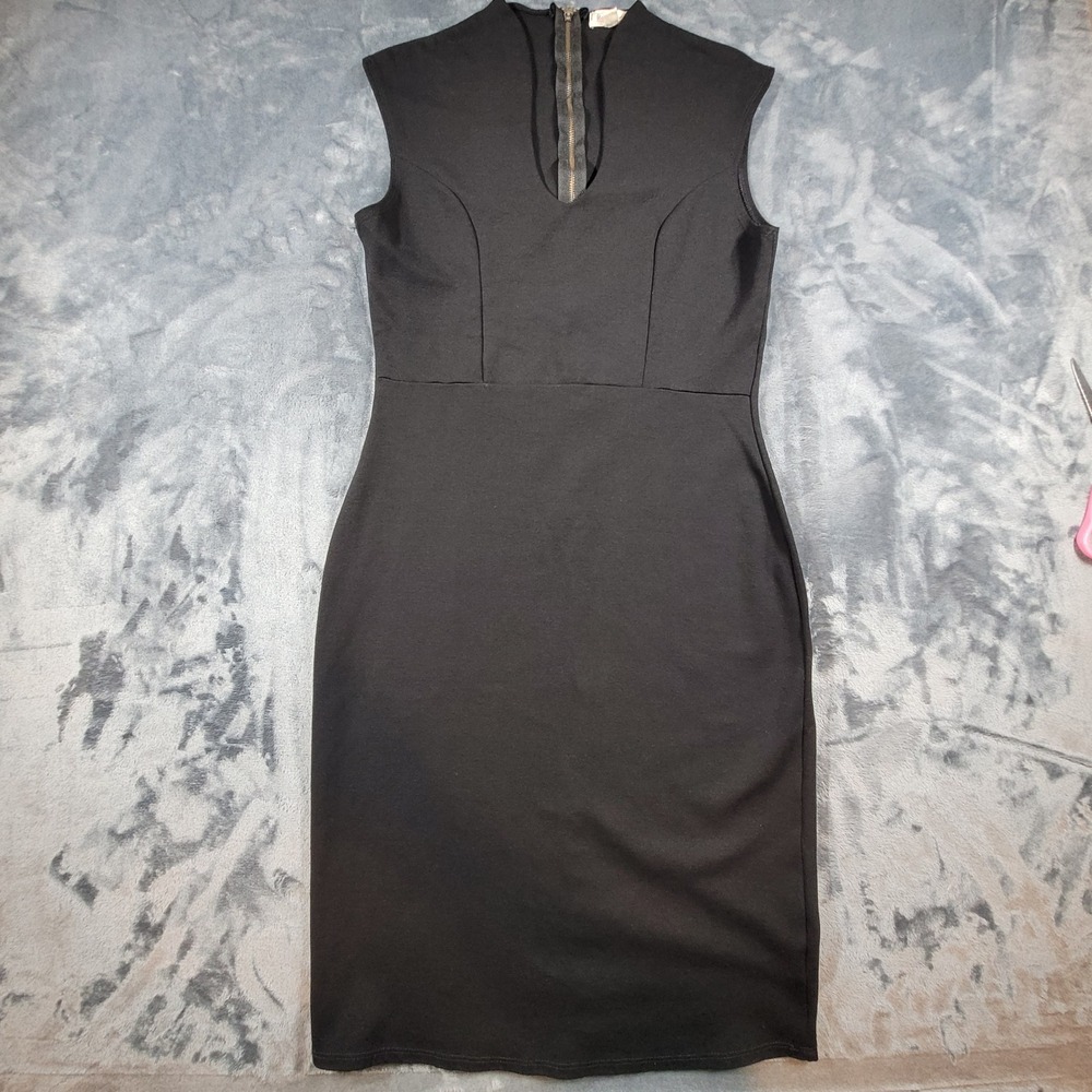 Rolla Coster Womens Black Sleeveless Sheath Dress V-Neck Back Zip Size L RC4032